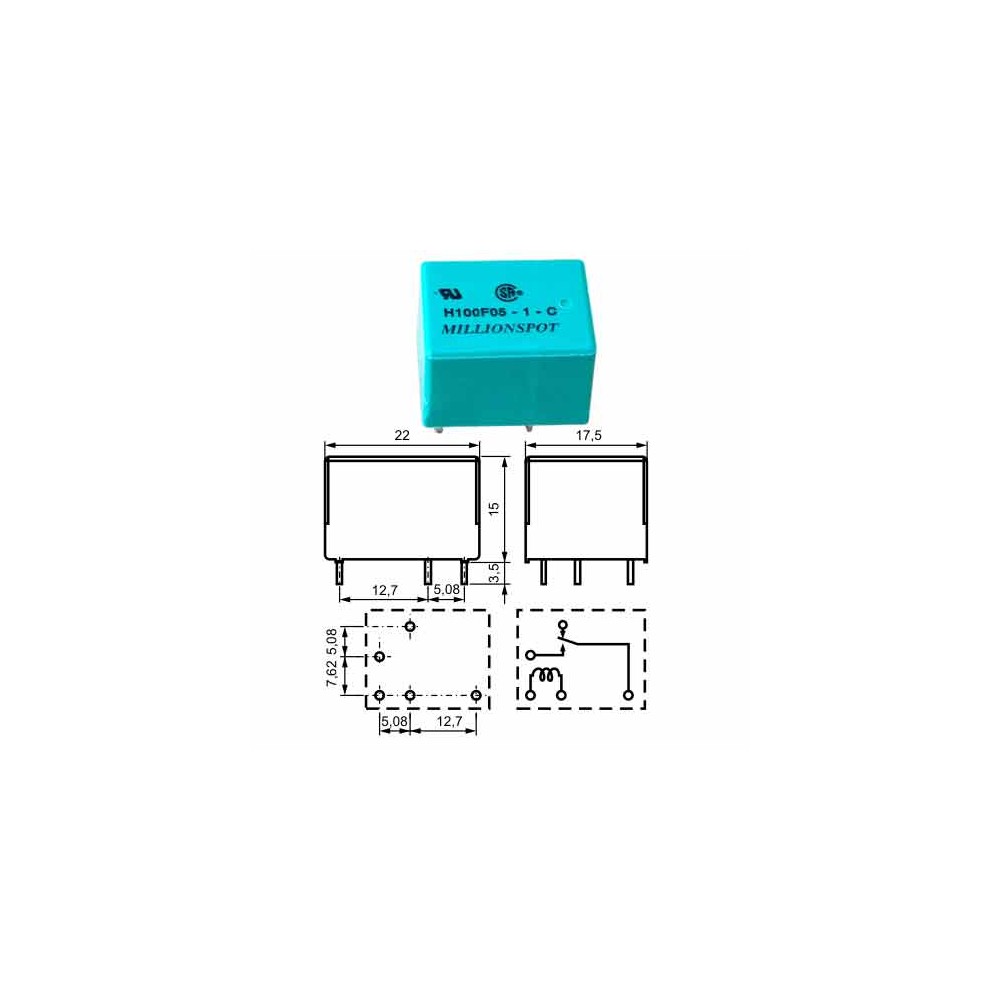 Rele 1XU 6A 12V 320R MS - RELH100FD12