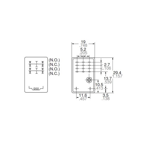 Rele 12V 4kon.1A. K4-12V-1 - RELK4-12V-1