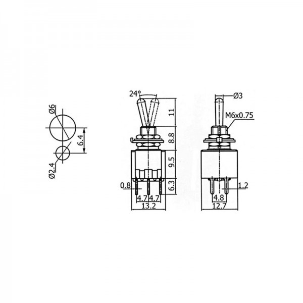 Prek.mini kip fi=6mm 2x2A 250V AC UU PC - PREKKM2UU-PC