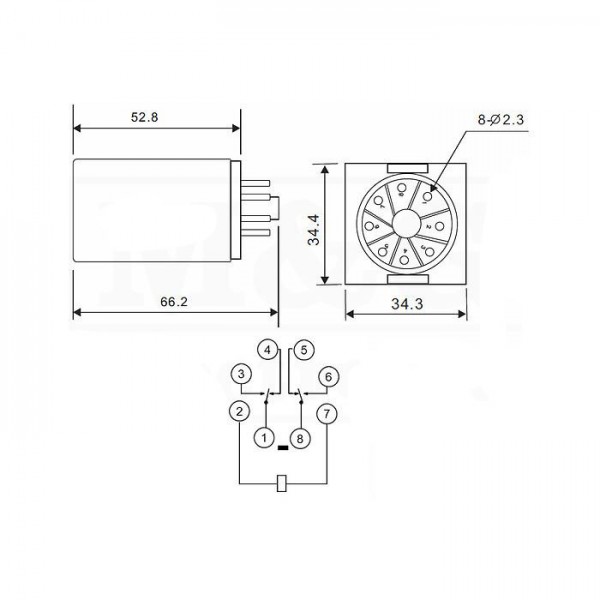 Relej 10A 110VAC 2no+2nc  8pina 2 kontakta - RELMK2P-110AC