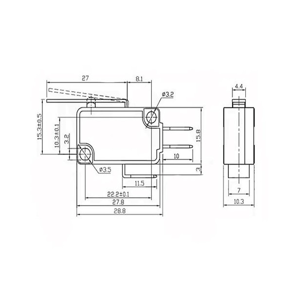 Mikroprekidač 16A 250V NO NC Pol.27mm - PREMI16P
