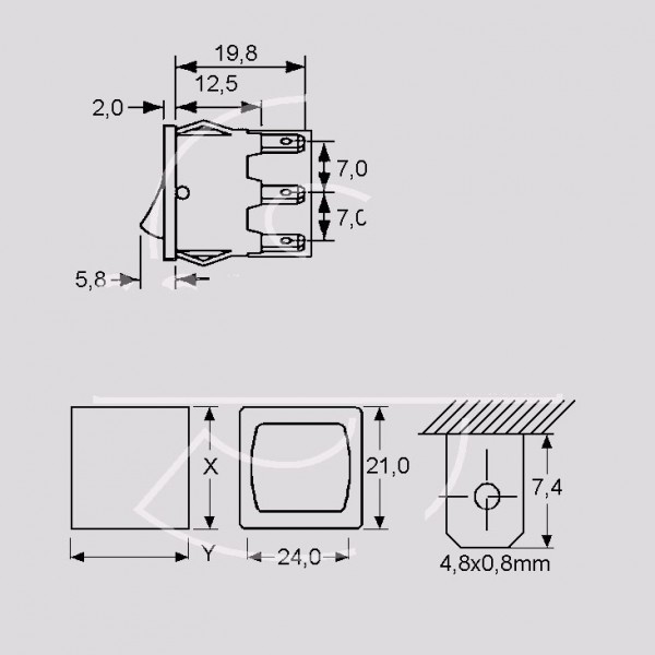 Prek.uni.mini 2pol.U-I 10A 250V 24x21mm - PREUM2A