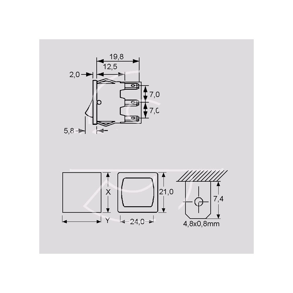 Prek.uni.mini 2pol.U-I 10A 250V 24x21mm - PREUM2A