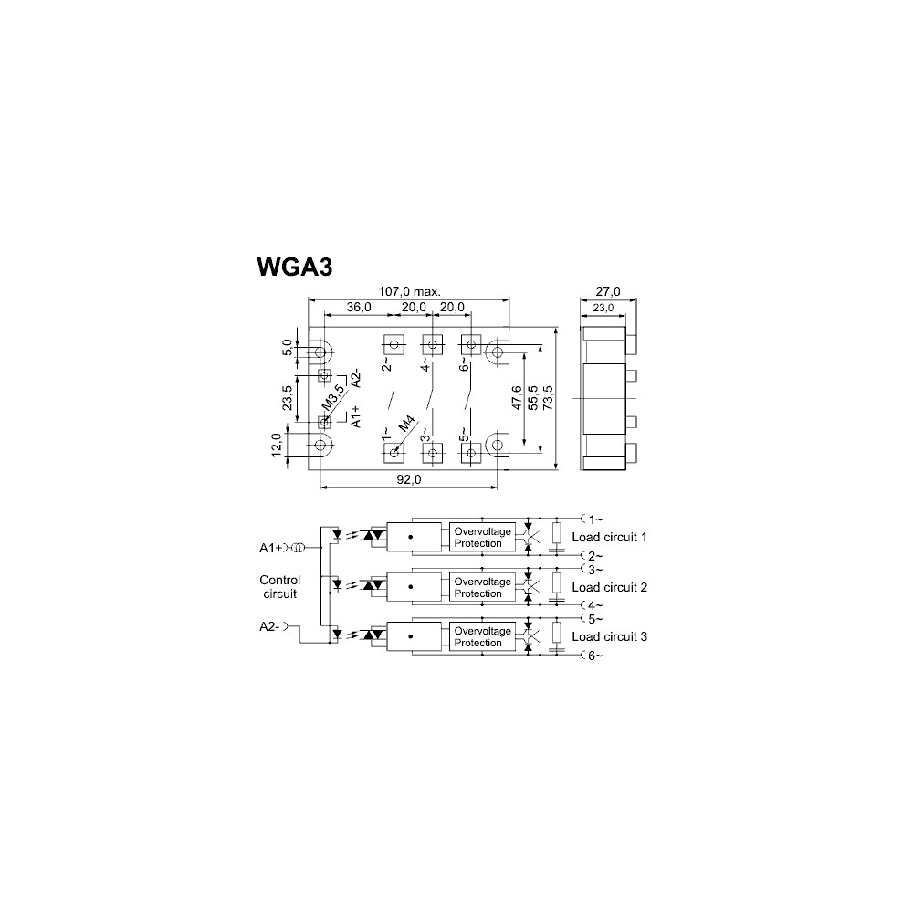 Solid state rele+ZC 3-32VDC/3X45A 480VAC,COMUS - RELSS7
