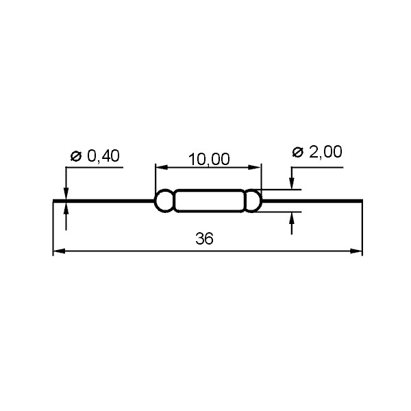 Rid kontakt 200V 10W, 0,5A 2X10mm NO - RIDK1