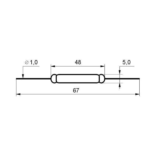 Rid kontakt 300V 3A 5X48mm NO - RIDK5