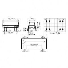 Rid rele DIP 12V 1XNO.NC 500R