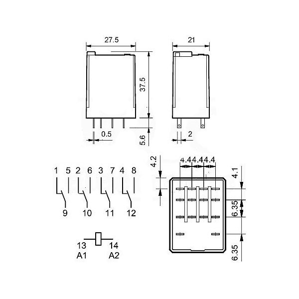 RELEJ ASIAON 3604 4xU 5A 24V DC - REL-A3604-24DC