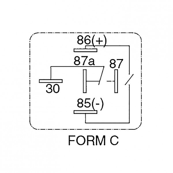 Relej S10-1C-C1 (12V, 40A, 1xR), 5-pin, auto relej - RELAU12S10