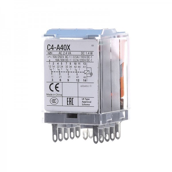 Relej serija C4, napajanje230V AC, 4PDT, 230 VAC, 10 A - RELC4-A40X230A