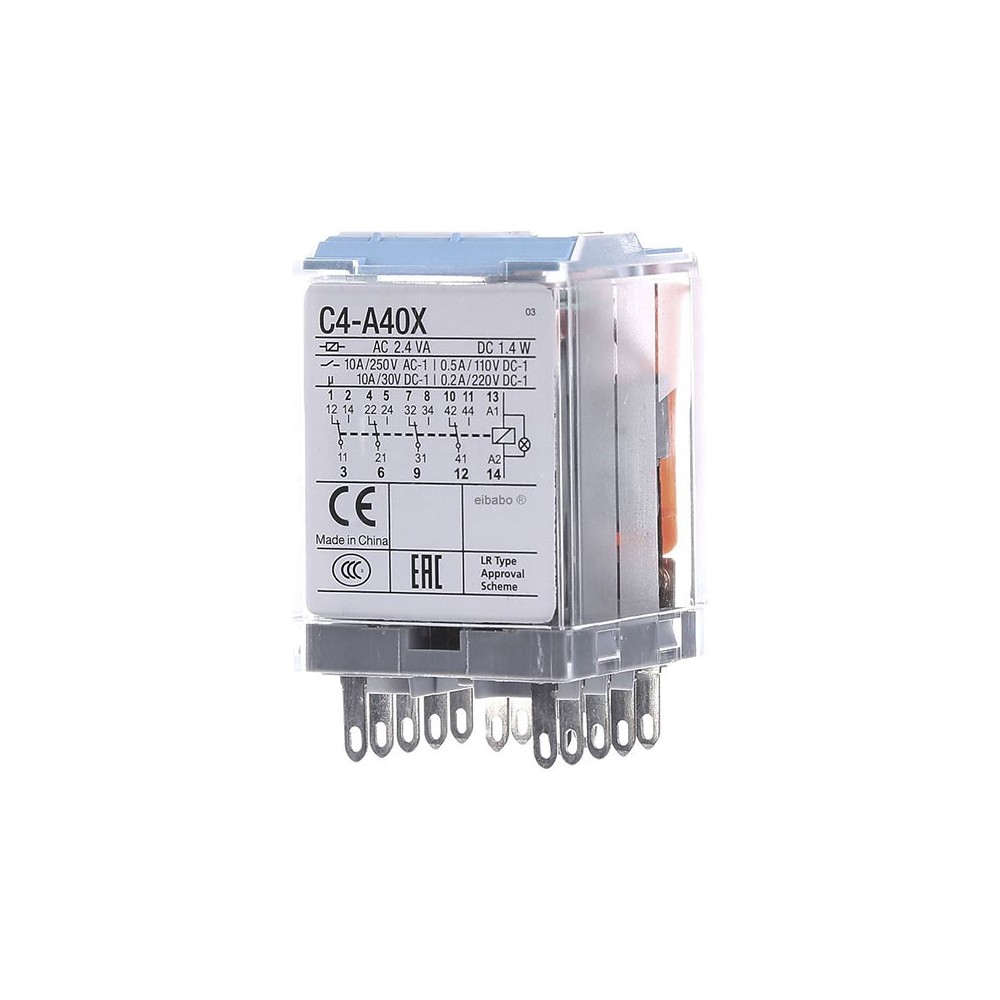 Relej serija C4, napajanje230V AC, 4PDT, 230 VAC, 10 A - RELC4-A40X230A