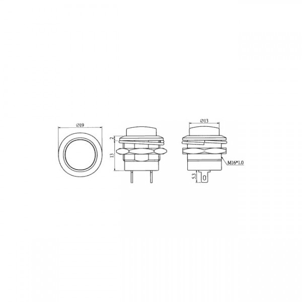 Taster okrugli 16 mm NO PS507A Crveni - TAS507A-CR