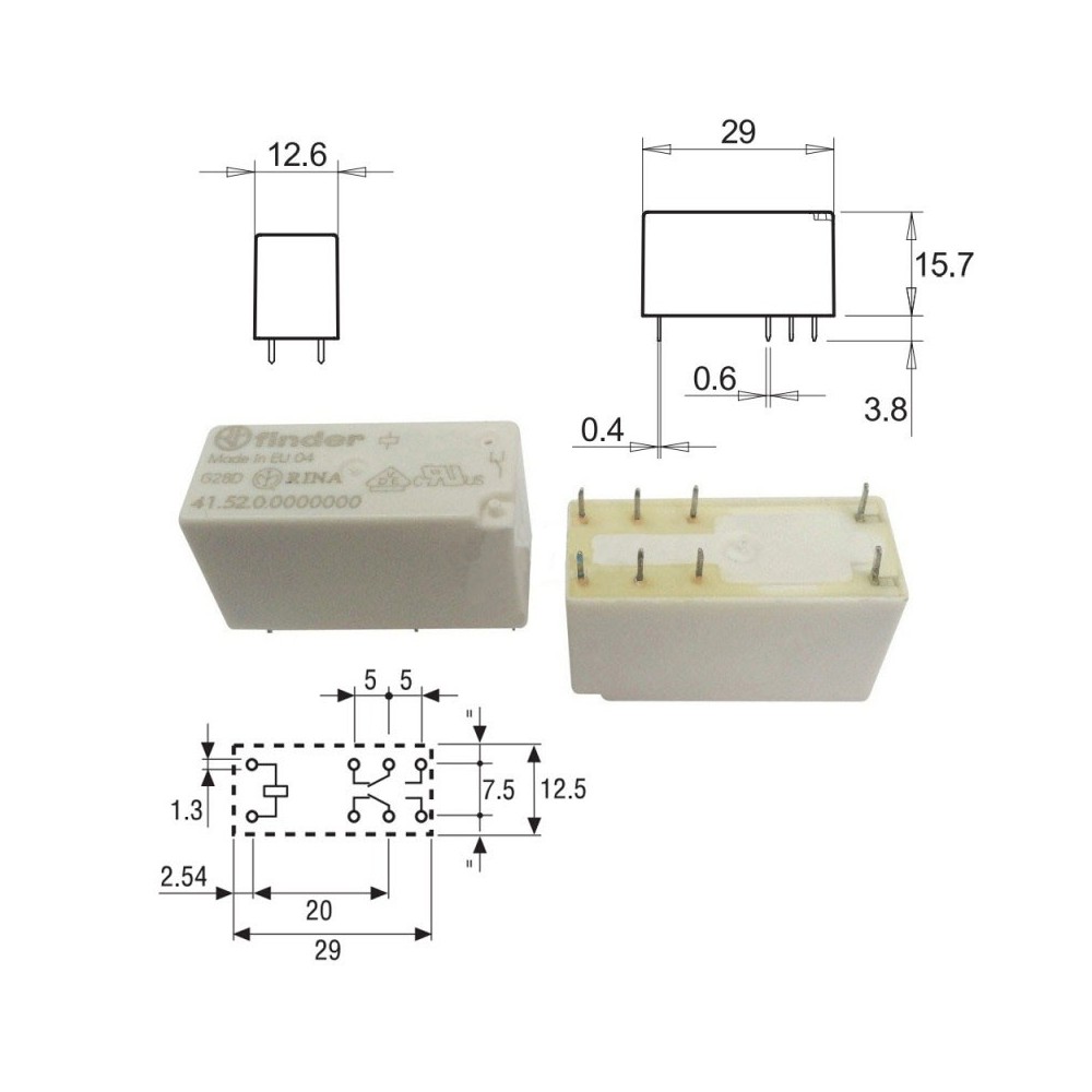 Rele 8A 24V AC 2CO, 41.52.8.024.0000 - RELF4152-24VAC
