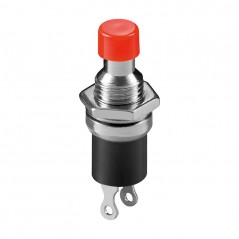 Taster mini metalni 1A/250V crveni, fi=7mm NO