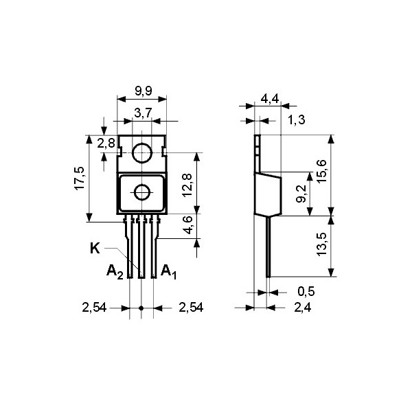 Schottky 45V 30A(2x15) TO220AB - DIOMBR2545