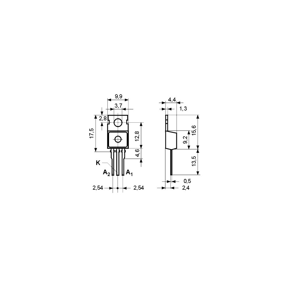 Schottky 45V 30A(2x15) TO220AB - DIOMBR2545