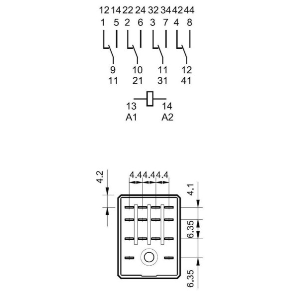 Rele Finder 48V DC 7A 4CO 55.34.9.048  - RELF5534-48DC