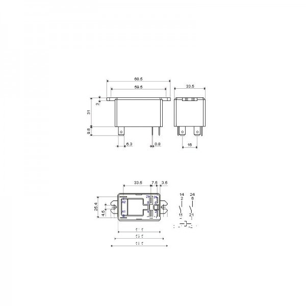Relej 230V AC,30A 250VAC,66.82.8.230.0000 - RELF66828230