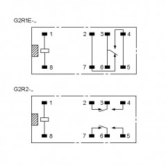 Relej G2R-2 24V (24V, 5A, 2x M+R) 1100R