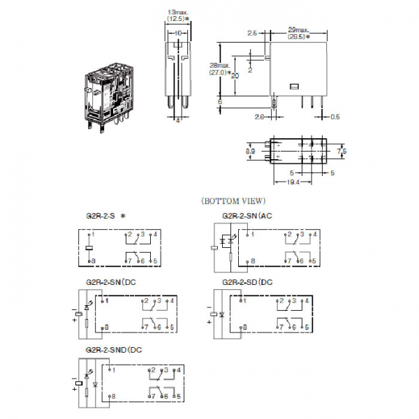Relej OMRON  G2R-2-SN 2xU 5A 230V AC - RELG2R2SN230AC