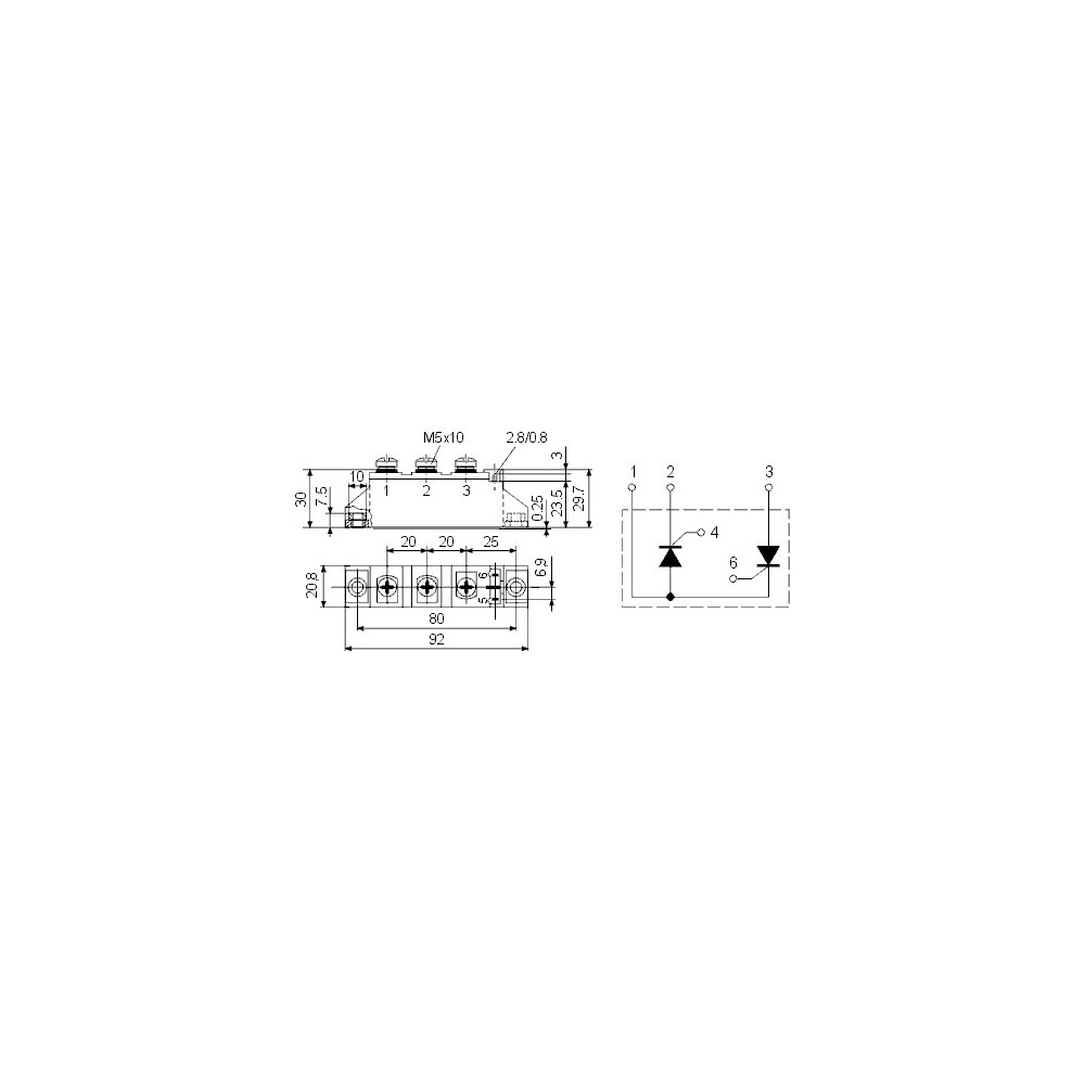 Modul tir/tir 25A 600V :: Modul tir/tir 25A 600V - TIRSKKT26-6 Modul tir/tir 25A 600V - TIRSKKT26-6