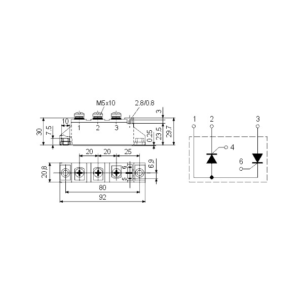 Modul tir/tir 55A 1200V - TIRSKKT57-12