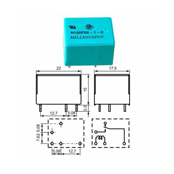Rele 1XU 6A 12V 320R MS - RELH100FD12