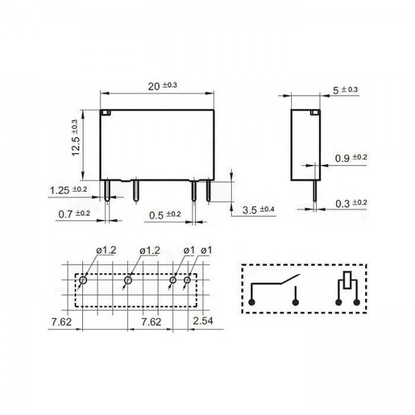 RELEJ HONGFA HF49FD/024-1H12F 1xNO 5A 24V - RELHF49FD/024-1H12F