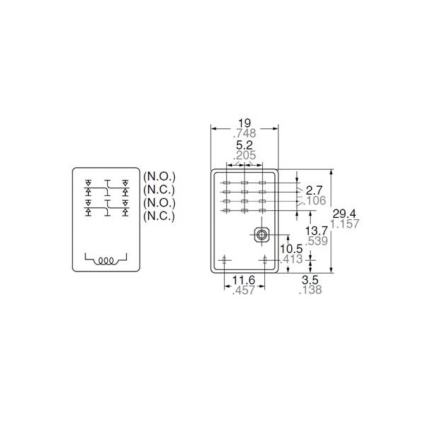 Rele 12V 4kon.1A. K4-12V-1 - RELK4-12V-1