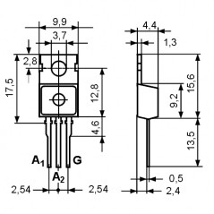 Triak 16A 600V 50mA TO220AB