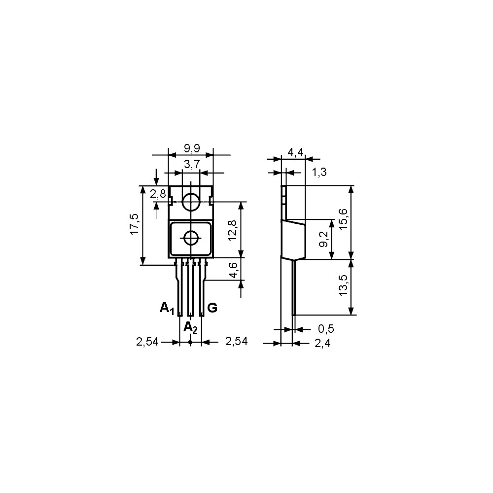 Triak 16A 800V TO220AB - TKBTA16-8