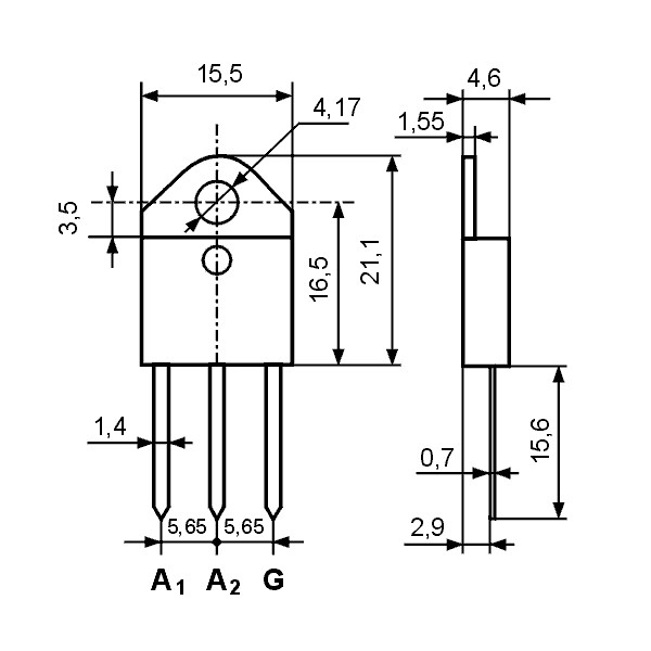 Triak 40A 800V 50mA TOP3 ST - TKBTA41-8
