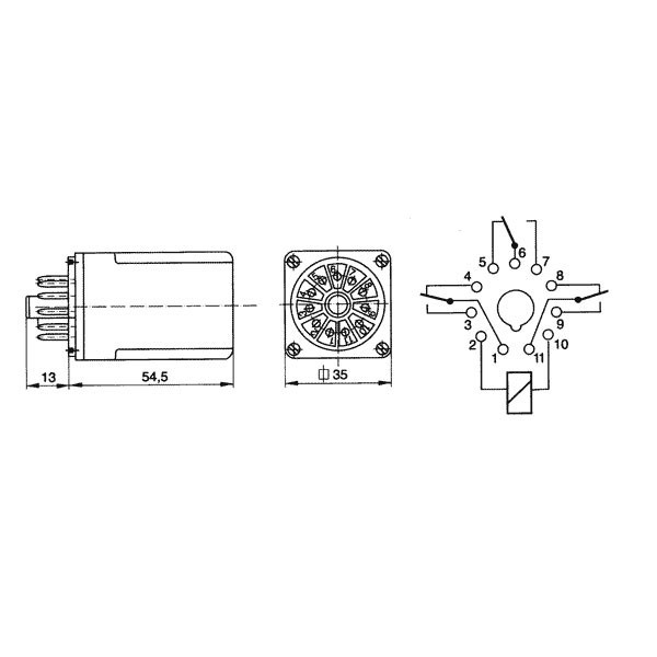 Rele 220V AC 3X10A, Led - RELR15-220VAC