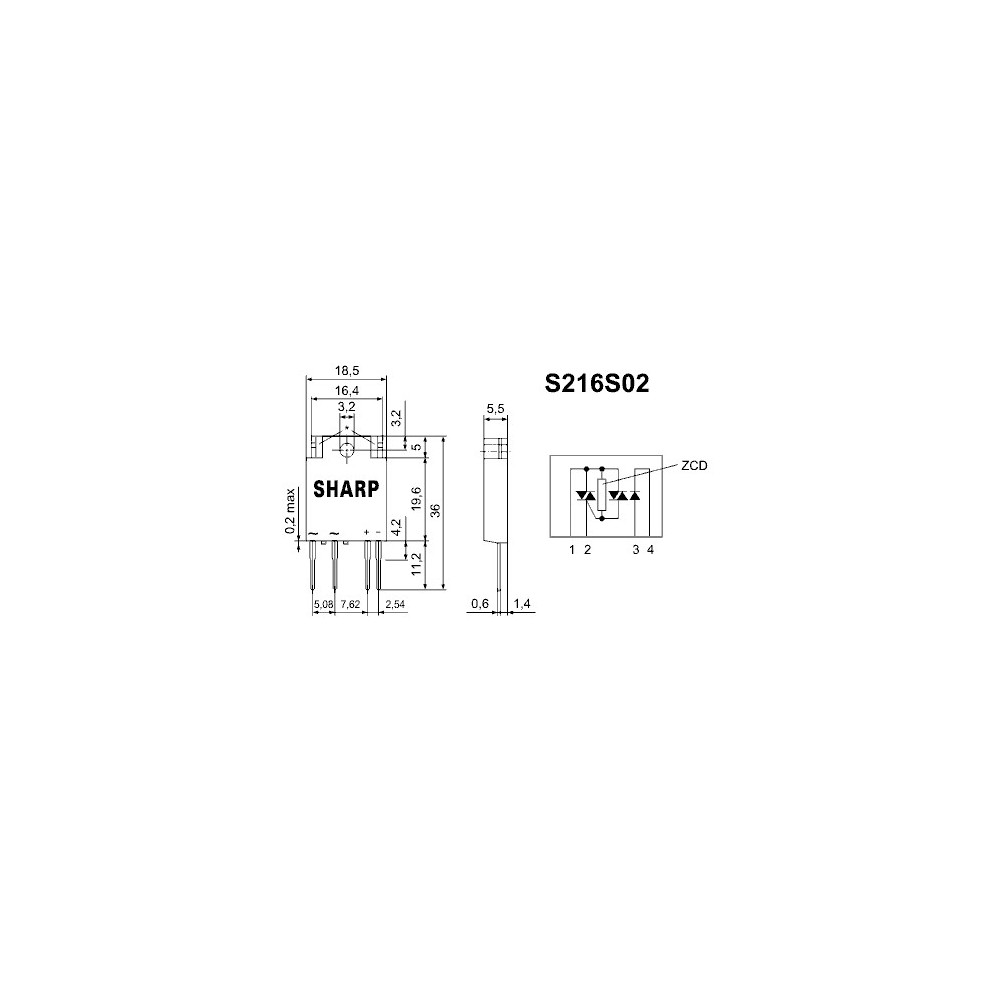 Solid state rele+ZC 4kV 16A 600VAC 50mA,SHARP - RELSS216S02