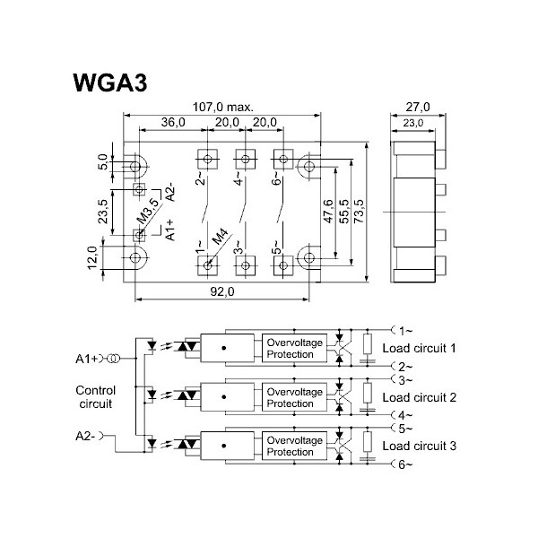 Solid state rele+ZC 3-32VDC/3X45A 480VAC,COMUS - RELSS7