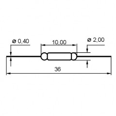 Rid kontakt 200V 10W, 0,5A 2X10mm NO