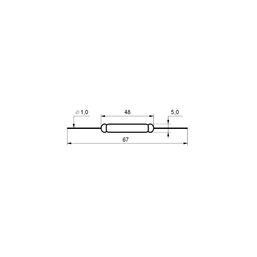 Rid kontakt 300V 3A 5X48mm NO - RIDK5
