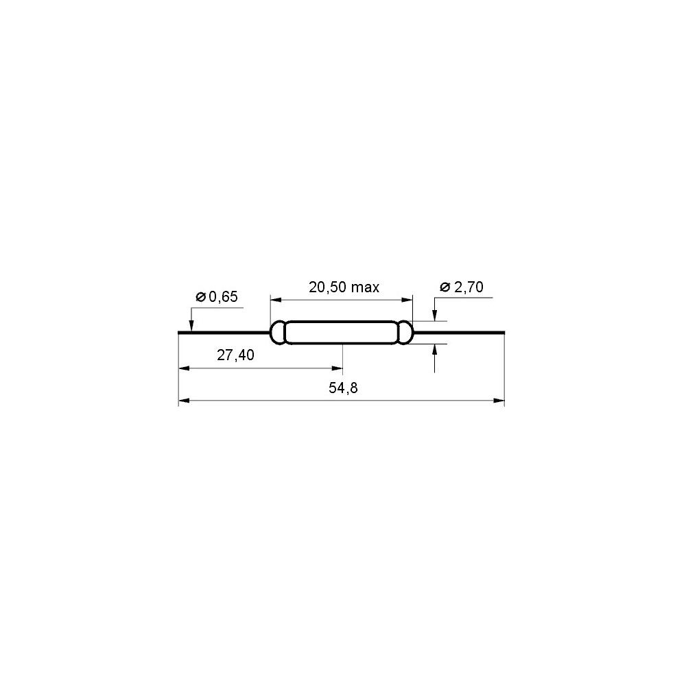 Rid kontakt 250V 0.5A 20x2,8 mm NO - RIDK6