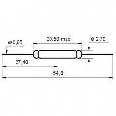 Rid kontakt 250V 0.5A 20x2,8 mm NO