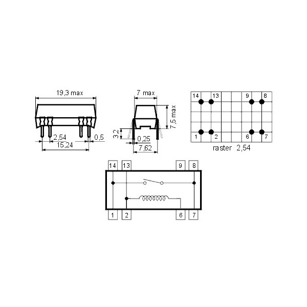 Rid rele DIP 12V  NO 1XA 1000R - RIDR121A7212L