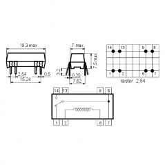 Rid rele DIP 12V 1XNO.NC 500R