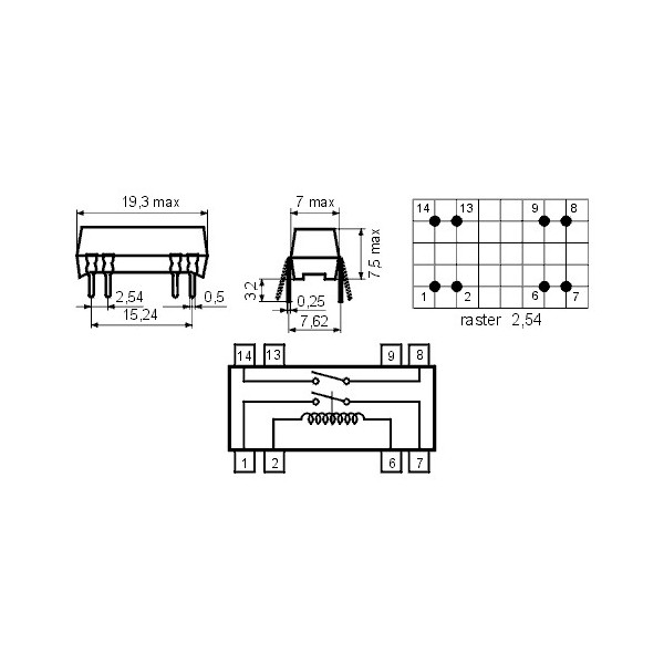 Rid rele DIP 12V 2XNO 500R - RIDR122A7221L