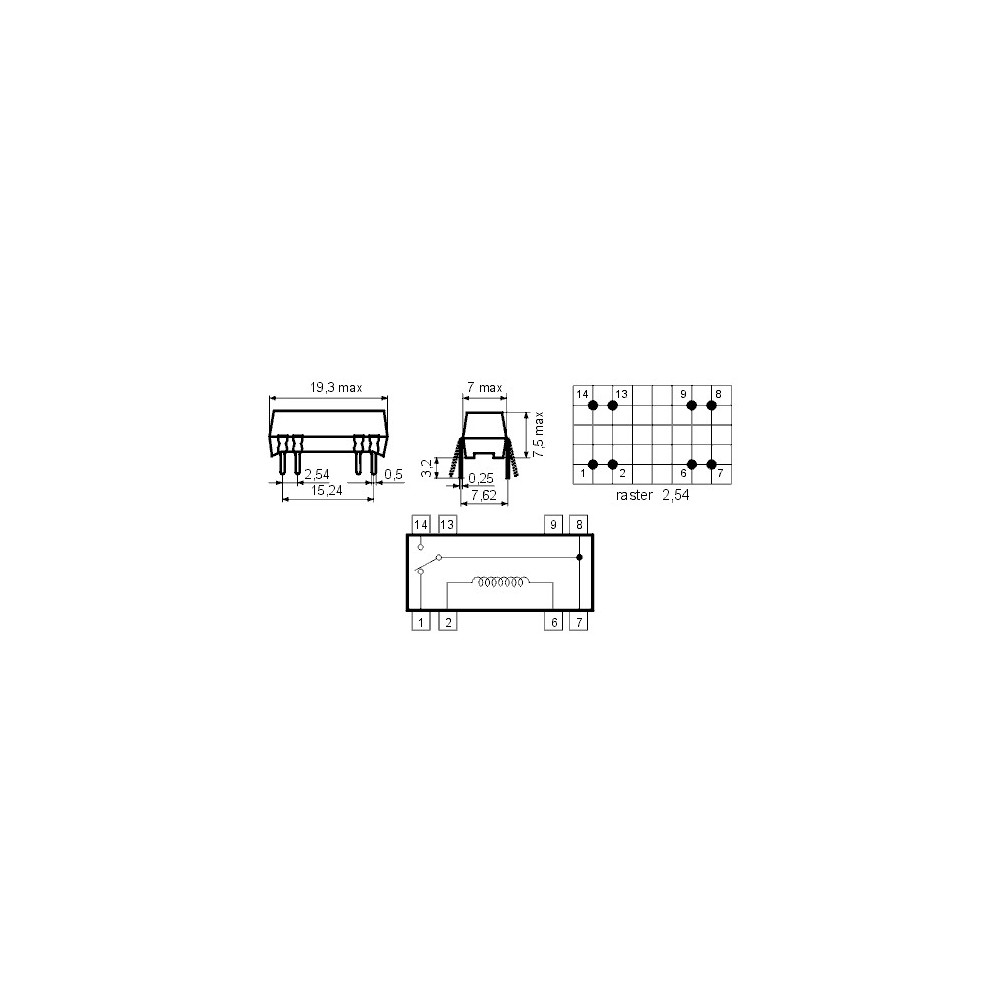 Rid rele DIP 5V 1XNO.NC 200R - RIDR1C05