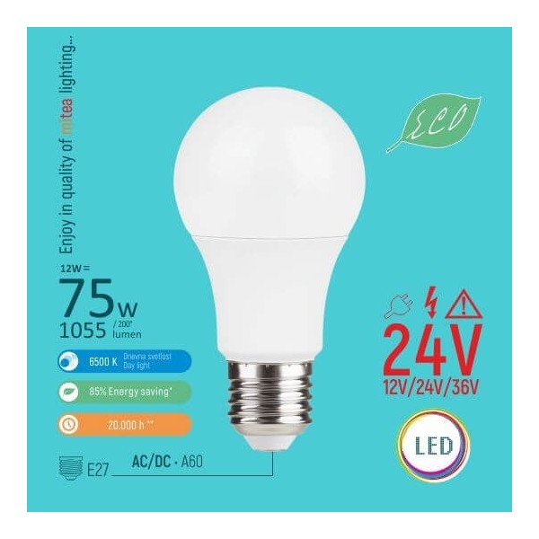 SIJALICA LED E27 12W 24V 1055lm 6500K   - SILE27/24V-13
