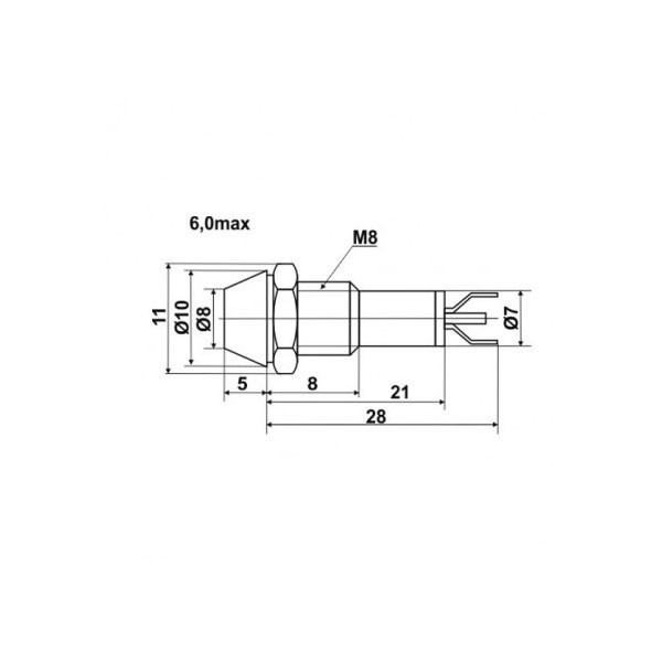 Signalna Sijalica LED Zelena, Ø8mm, 24V DC - SLL8ZE24DC