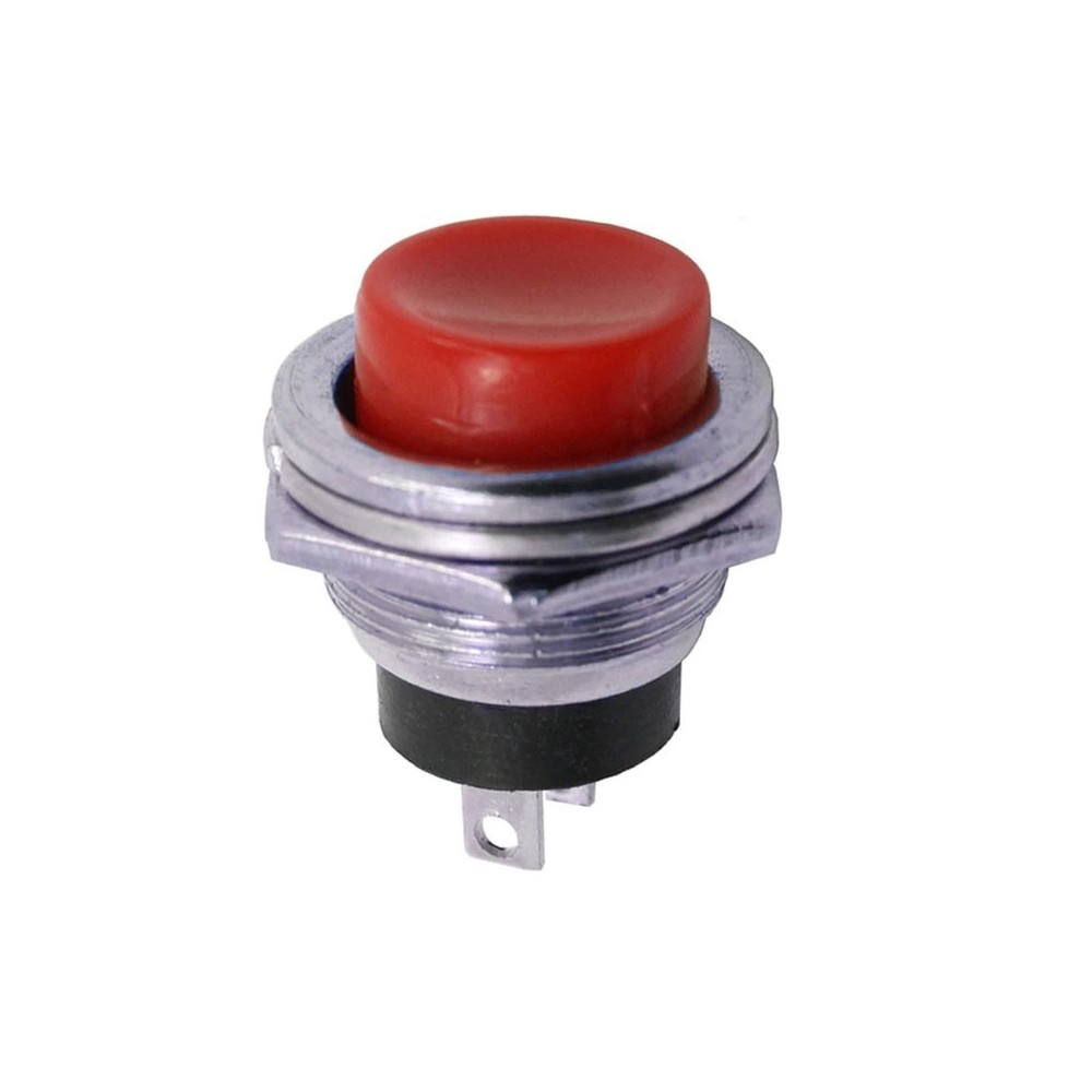 Taster metalni 3A/125V crveni fi=16mm - TAS507XCR