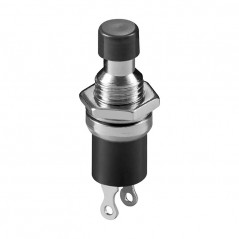 Taster mini metalni 1A/250V crni, fi=7mm NO