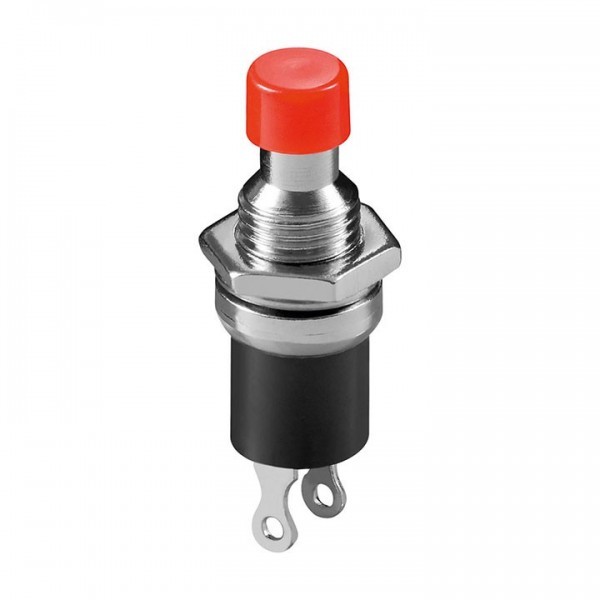 Taster mini metalni 1A/250V crveni, fi=7mm NO - TASMINN1-CR