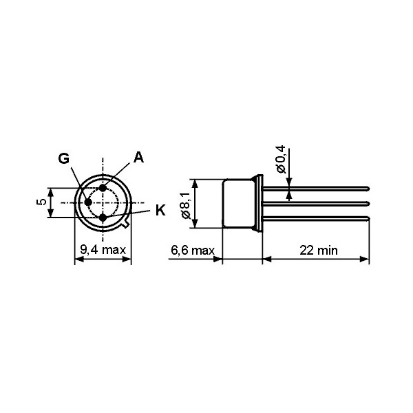 Tiristor 0.8A 400V TO39 - TIRKT508