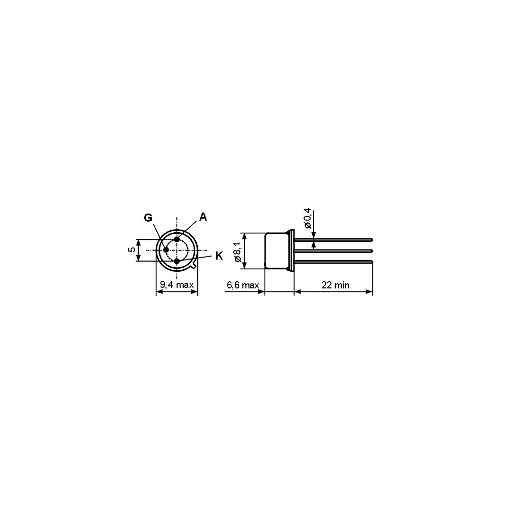 Tiristor 1A 400V TO39 - TIRKT505